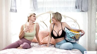 MOMMY’S GIRL Busty Babe And Stepmom Squirting Into Yoga Pants – Dee Williams, Skye Blue